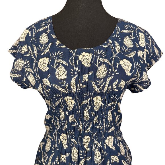 Alchemy Organic Cotton Navy Floral Dress Large Boho Lightweight Sustainable - Picture 4 of 8
